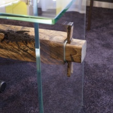 Stůl sklo a drevo